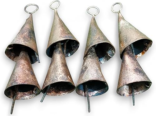 Miniatura 3 de Mango Gifts Campanas de cono vintage de hierro rústico, campanas para campanas de viento, campanas pequeñas para manualidades, mini campanas de