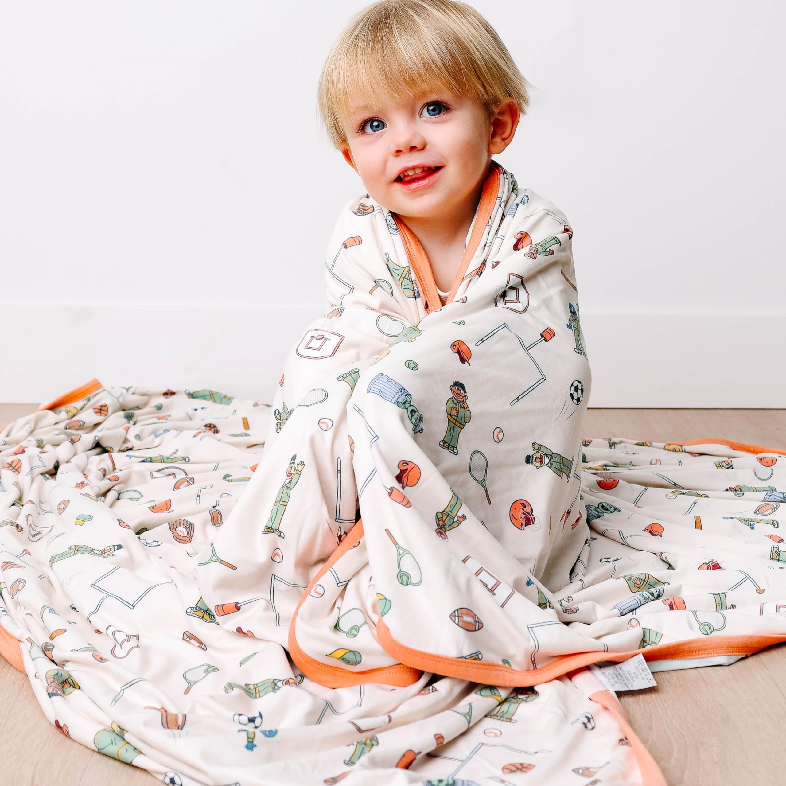 Copper Pearl Jumbo Three-Layer Baby Blanket: Soft Baby Quilts for Boys and Girls | Breathable, Cozy, Toddler Blanket | Baby Quilt for Newborns | 60x72 Premium Material | Sesame Street Varsity Friends
