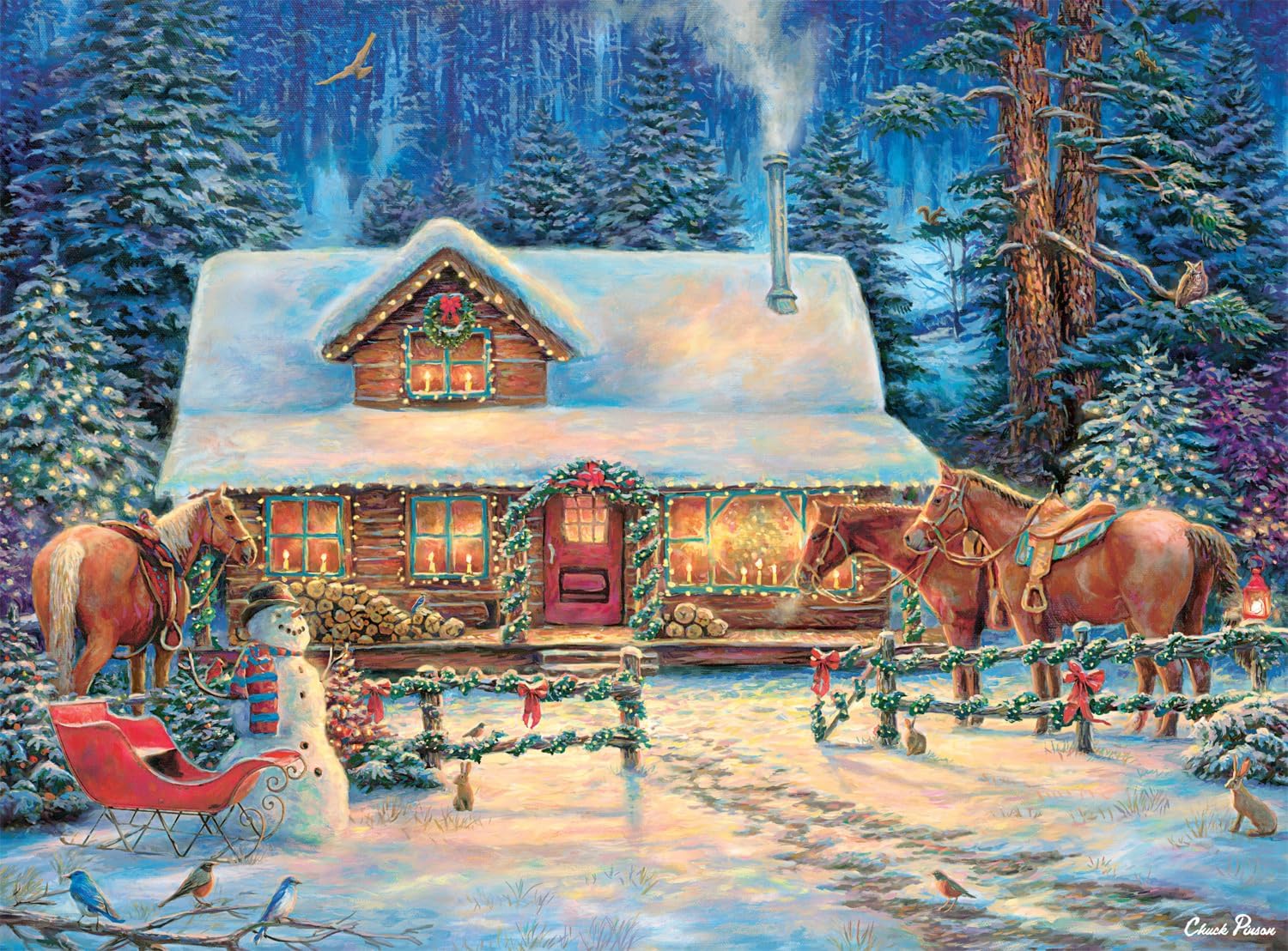 Buffalo Games Puzzle 'Winter's Night Lagerfeuer' – 1000 Teile Für Erwachsene, Fertig 26,75 X 19,75 Cm