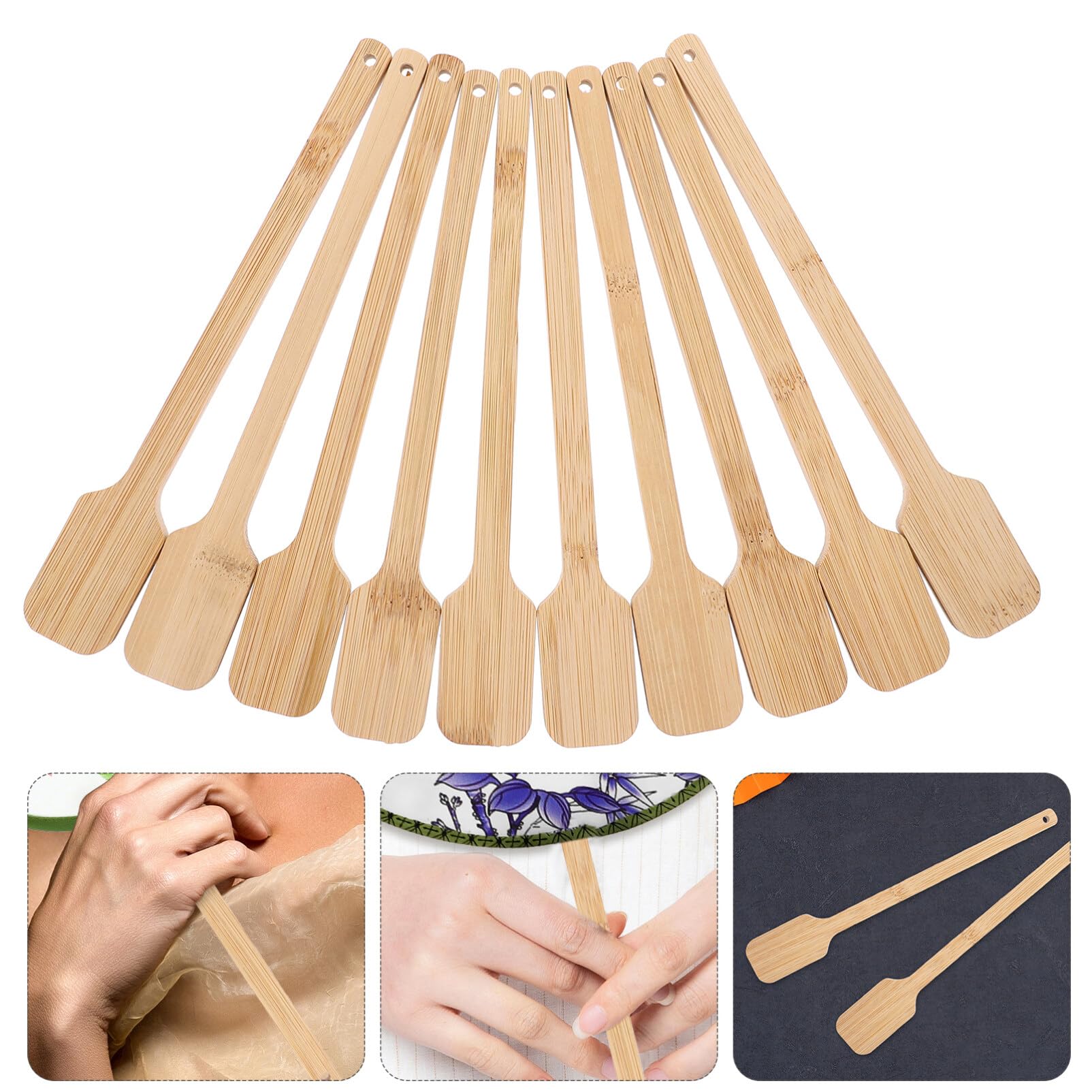 HOLIDYOYO DIY Fan Handles 10pcs Round Fan Making Sticks Chinese Style Handles for Fans