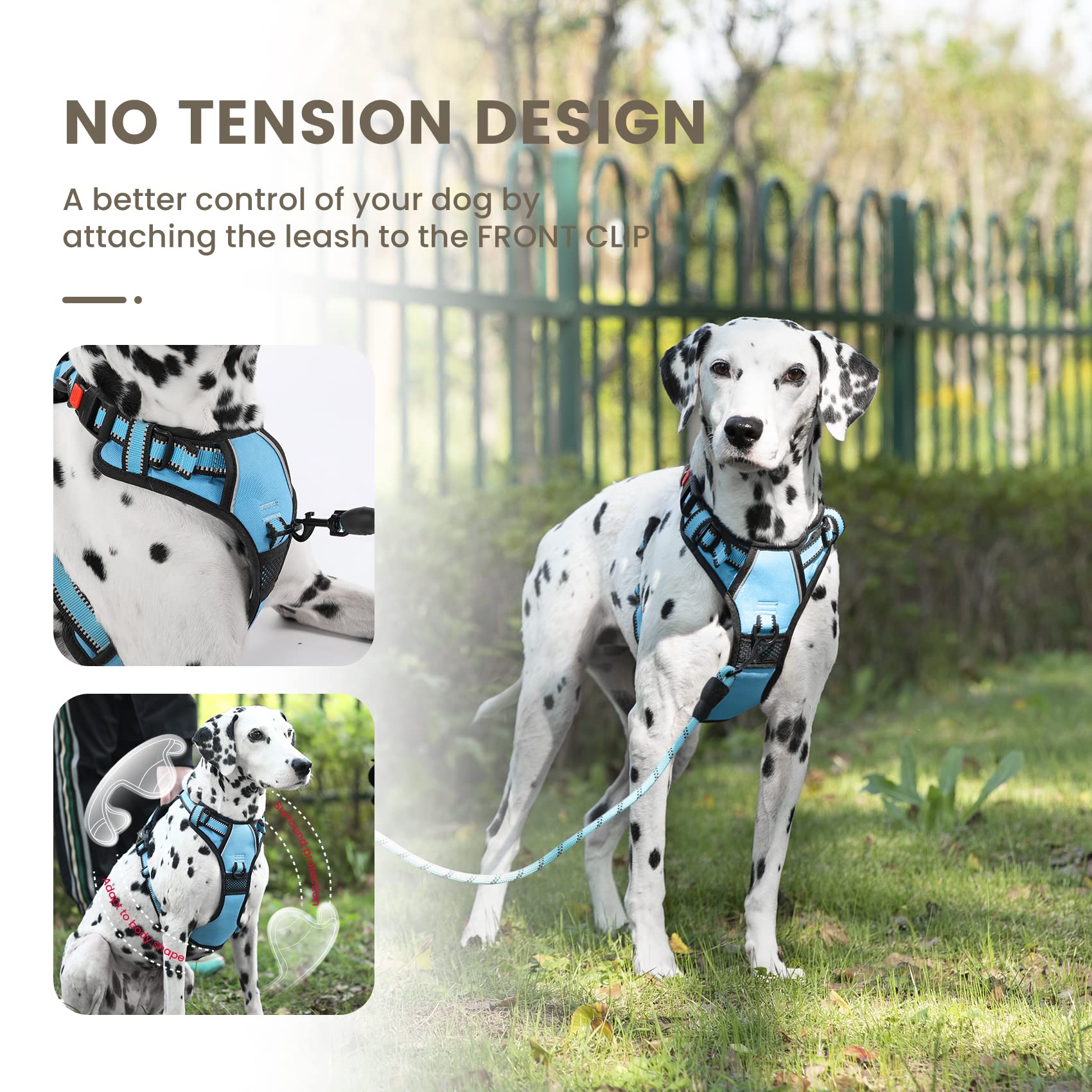 FURRYFECTION XL Anti-Pull Dog Harness, Golden Retrievers Extra Strong Control Reflective Oxford Vest with Dual Padded Handles - Image 3