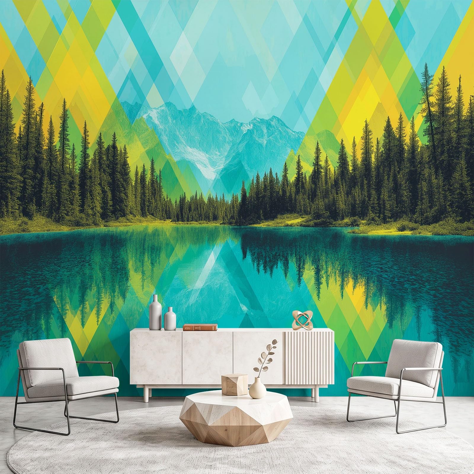 Fototapeta ścienna premium 350 x 256 cm, geometryczny krajobraz