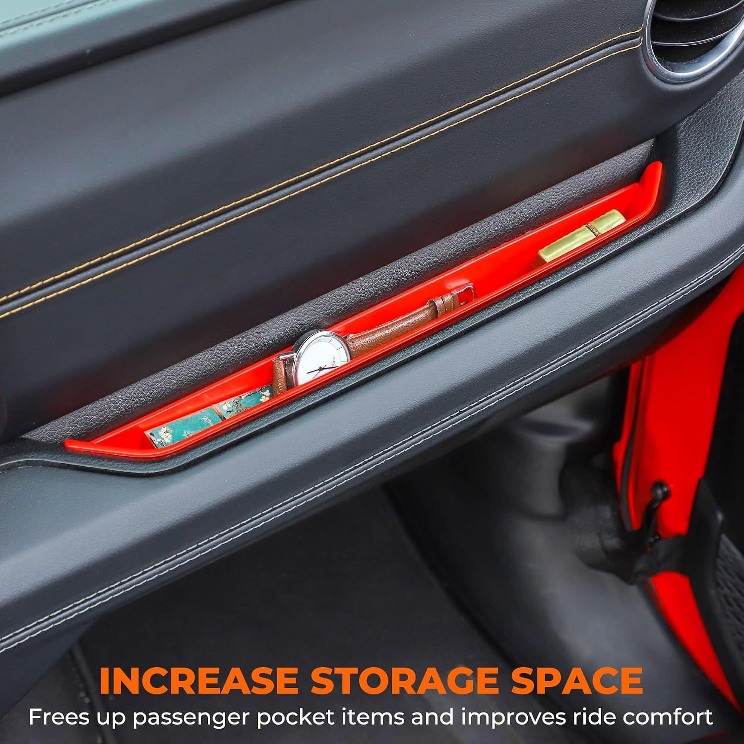 Savadicar Grab Bar Tray Compatible with 2024+ Jeep Wrangler (JL) and Gladiator (JT), Passenger Side GrabTray Storage Organizer, Interior Accessories, Red image 2