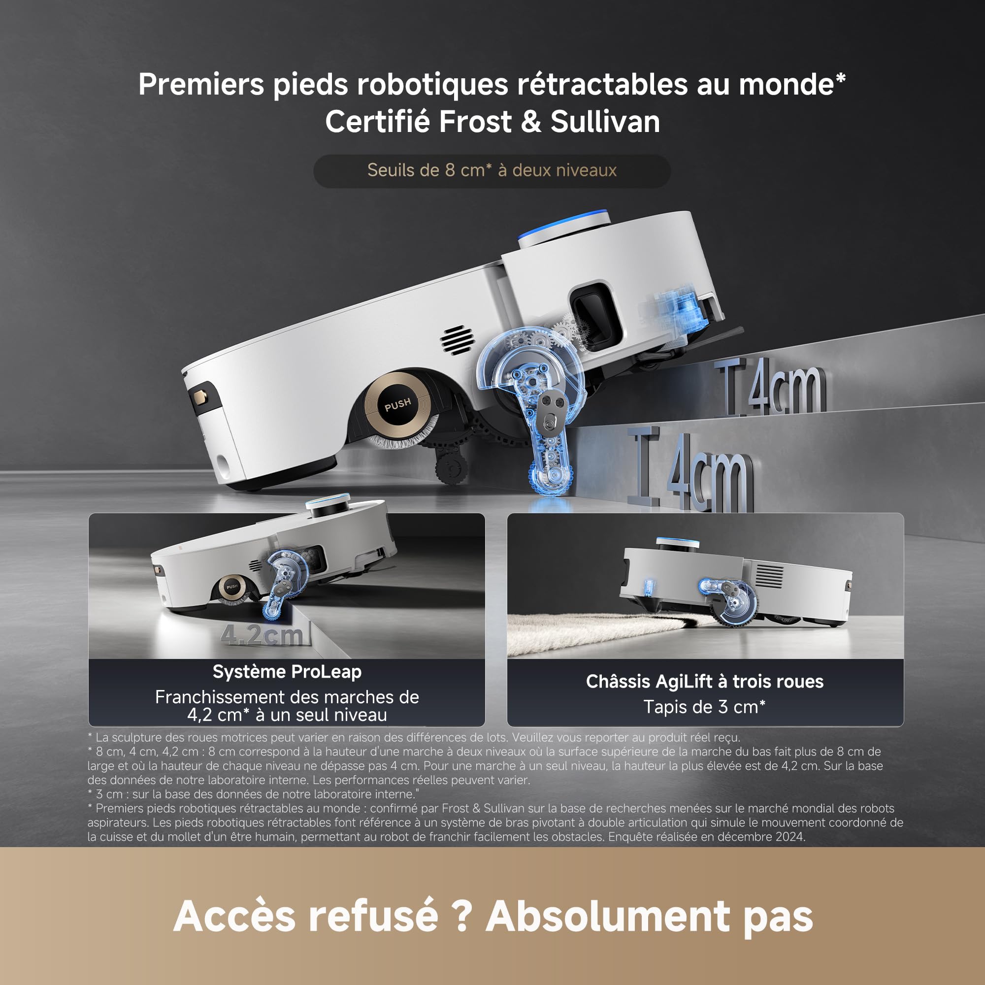 dreame Aqua10 Ultra Roller Complete Robot Aspirateur, Nettoyage Automatique du Rouleau, Aspiration de 30 000 Pa, Évitement d'obstacles de 8 cm, Vidage Automatique, Commande Vocale Intelligente, Blanc