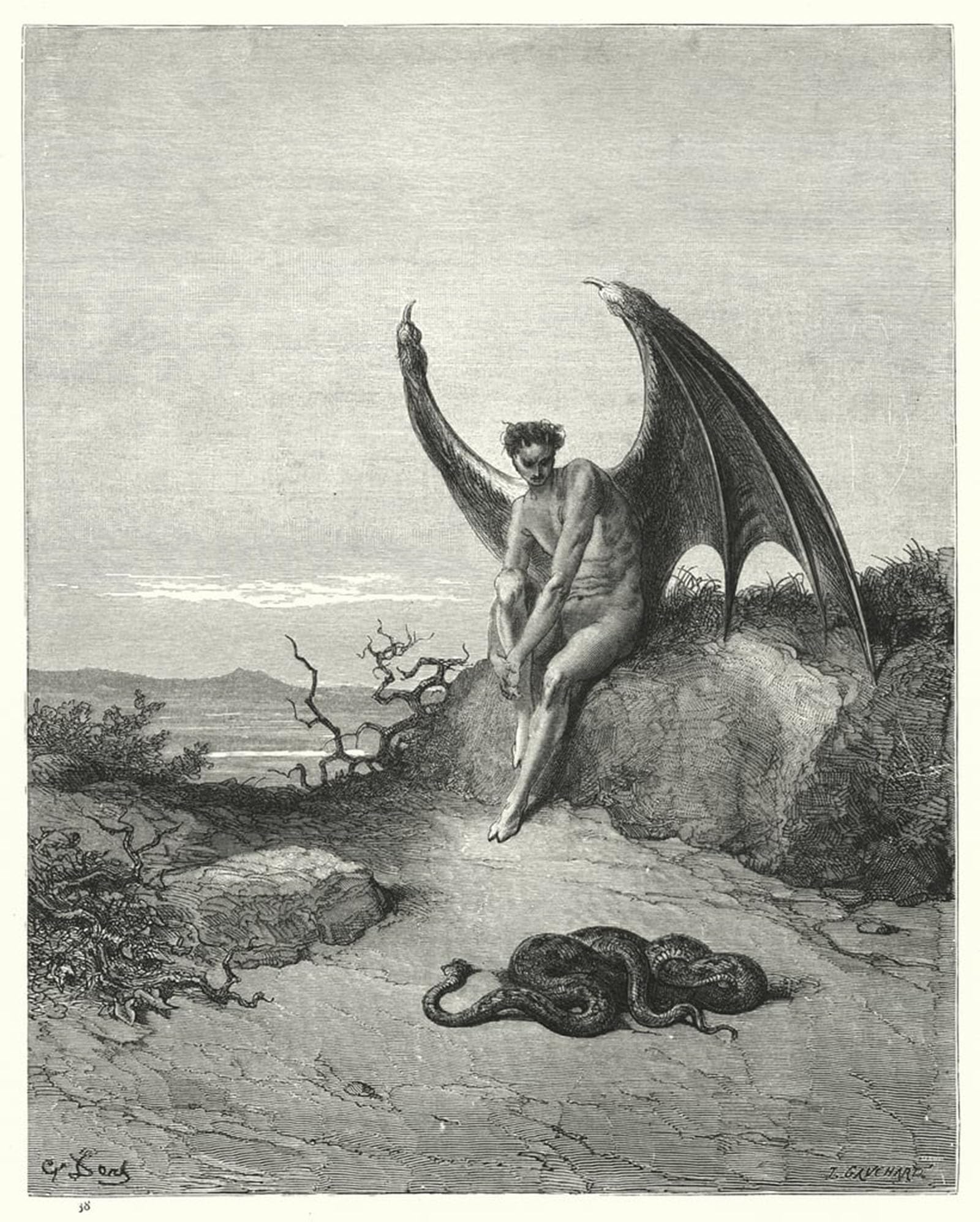 Serendipitp No Frame Vintage Picture Print On Canvas Wall Art Poster Illustration By For Miltons Paradise Lost Book Ix Lines By Gustave Dore Artwork Print Poster For Wall Decor 60X90cm