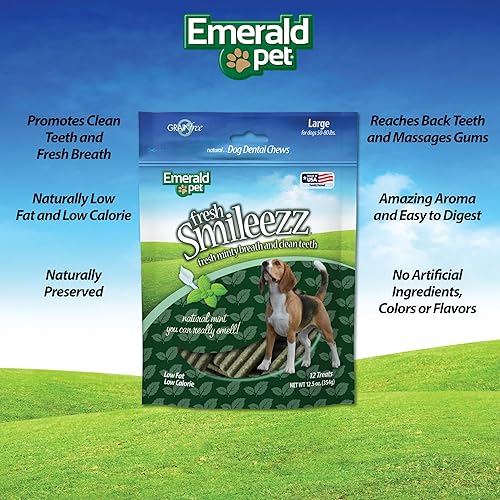 Miniatura 10 de Emerald Pet Fresh Smileezz - Golosinas dentales para perros sin granos, aliento fresco y dientes limpios para cachorros y razas de perros pequeños,