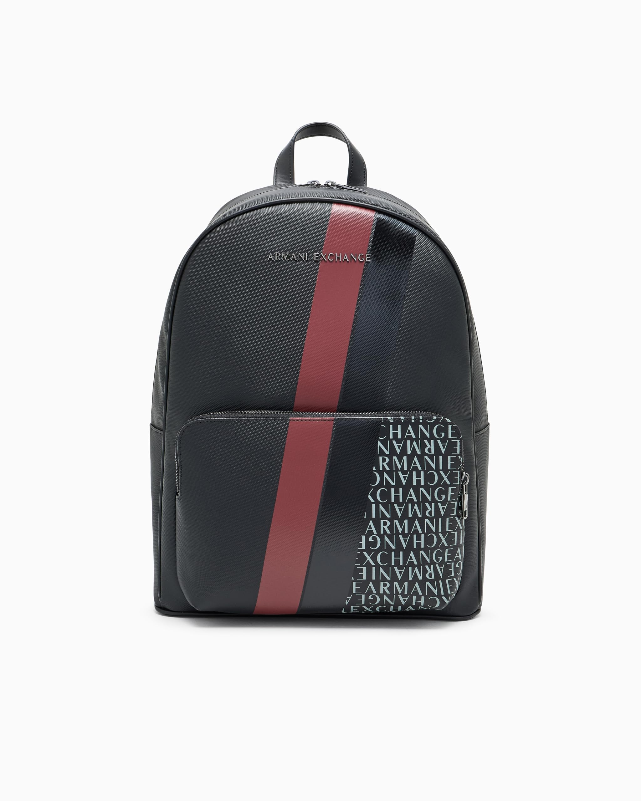 Armani Exchange Men's Essential, Dylan, Logo Print Backpack, Black/Pomegranate, Black/Pomegranate, One Size