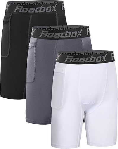 Roadbox Pantalones cortos de compresión para niños y jóvenes, ropa interior de compresión de elastano para correr, baloncesto, béisbol, fútbol
