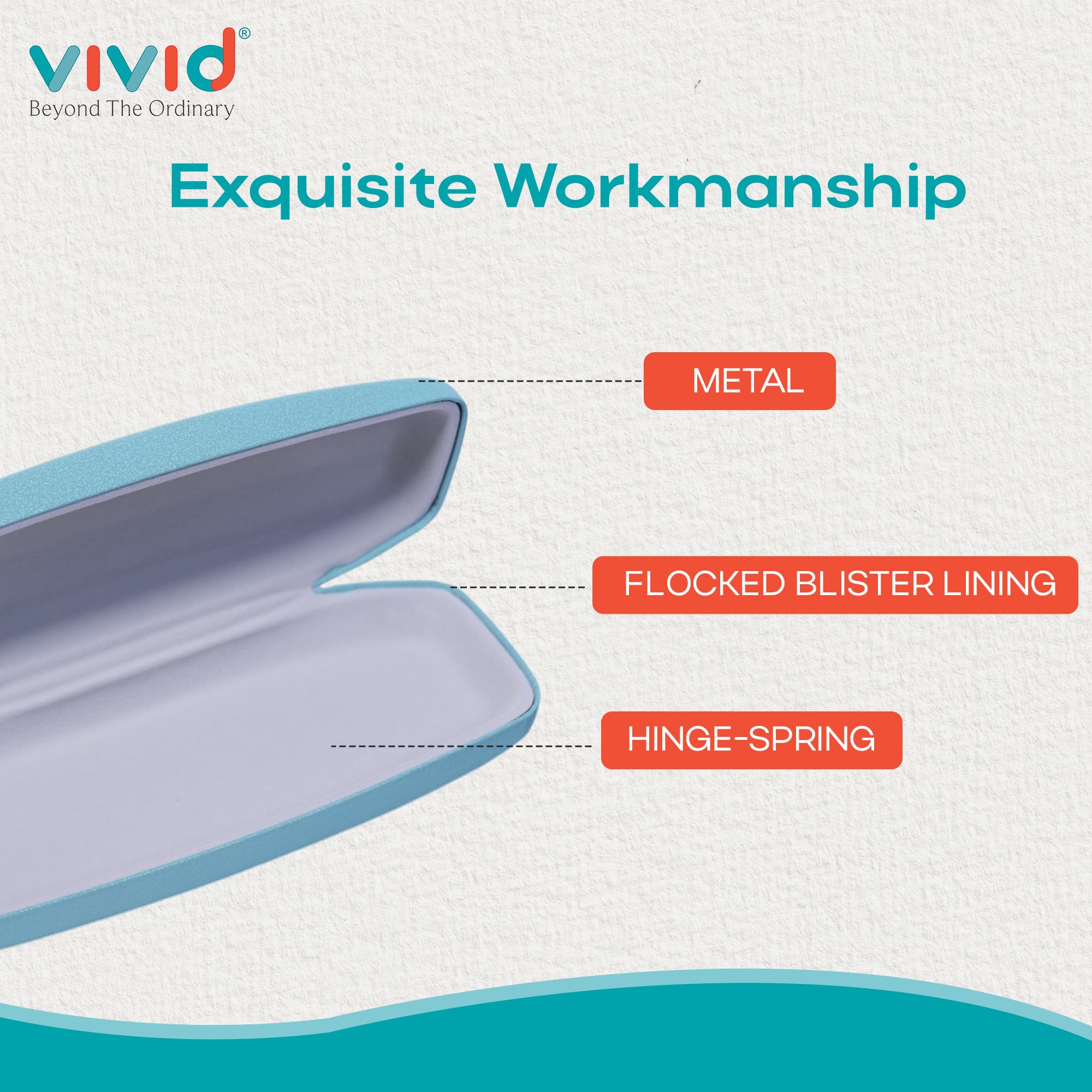 VIVID Vision Unisex Adult Eyewear Specs Case Cover | Screw Driver | Free Cloth | Protect Eye Glasses | Chashma Dibbi | Spectacle Box | HINGE-SPRING | Metal | MC-217 | Sky Blue | 3 IN 1 3