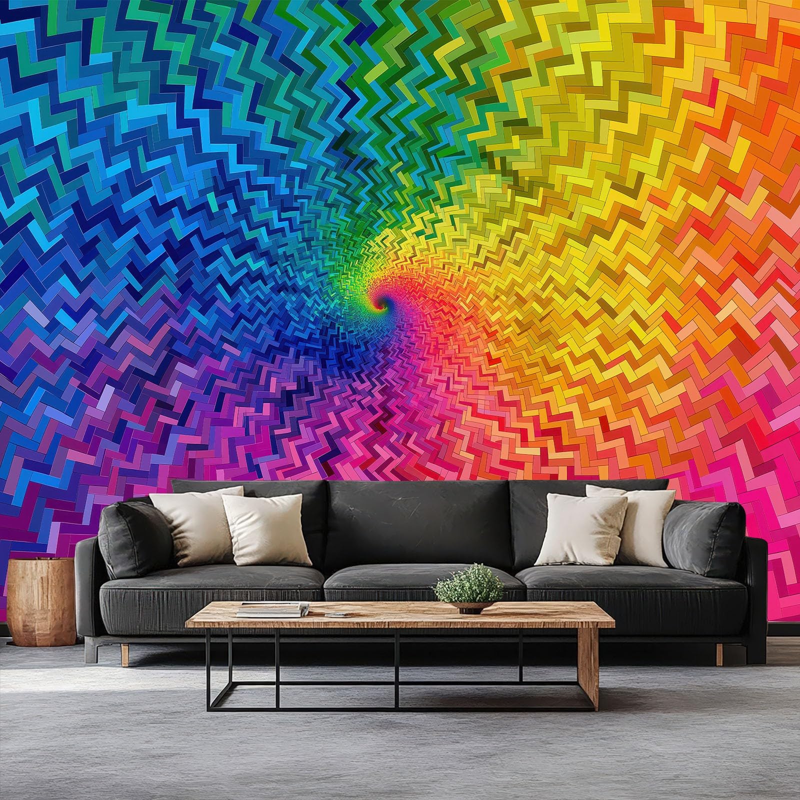 Papier peint panoramique intissé pour masquer les imperfections de mur de salon déco pop disco
