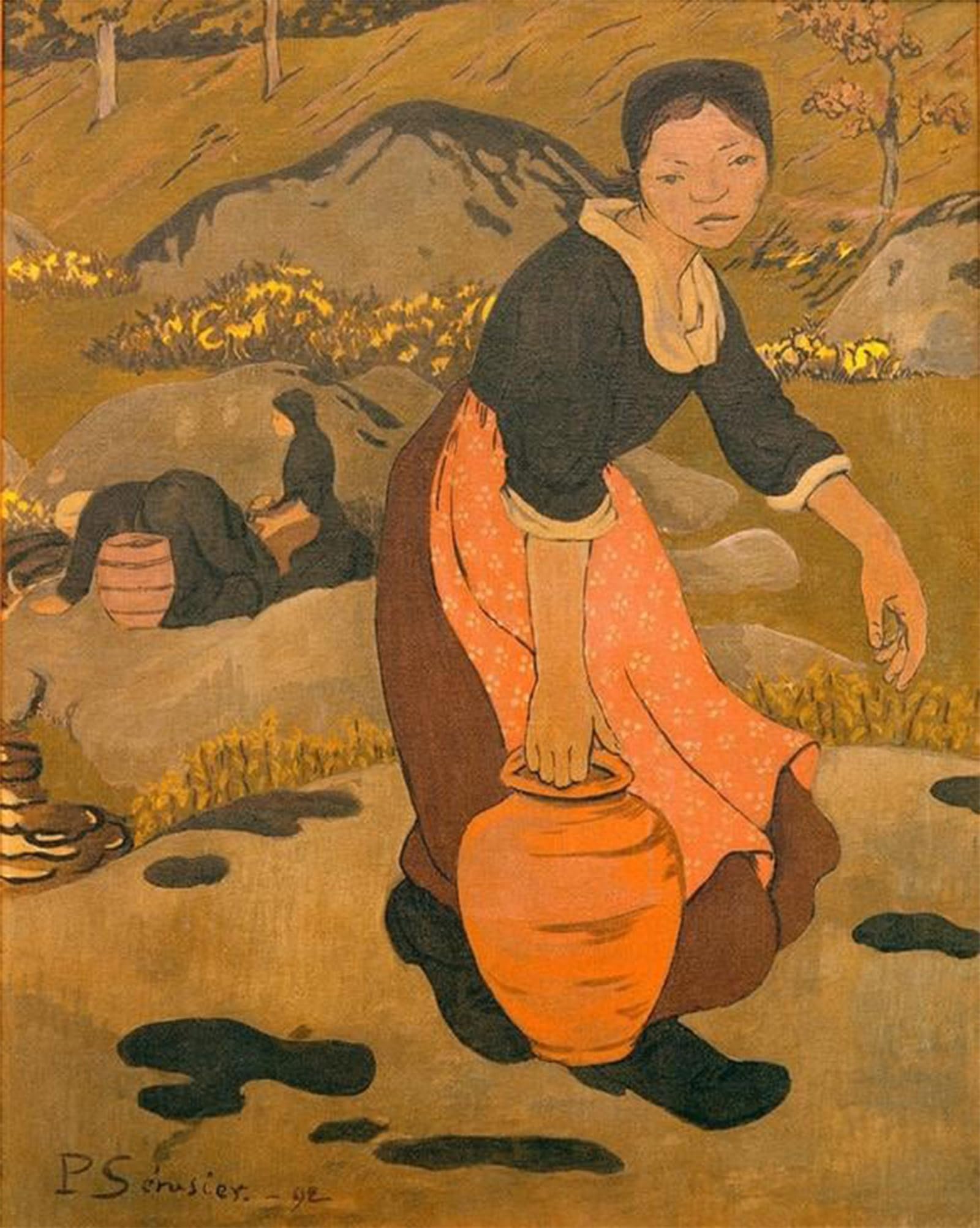 ARTXLXXBN Famous Art Print Poster Vintage Wall Art Young Breton Girl with Jug by Paul Sérusier Canvas Art Poster for Home Decor 60x90cm