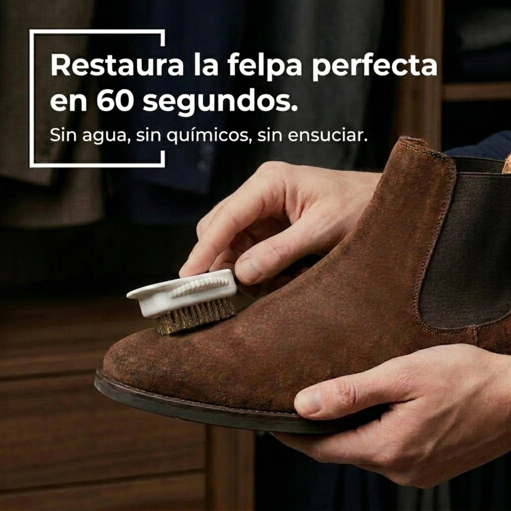 Kaps Cepillo de Limpieza de 4 Caras Multifuncional de Calidad para Nubuk y Ante, Cerdas de Latón, Limpia y Da un Cepillado Perfecto