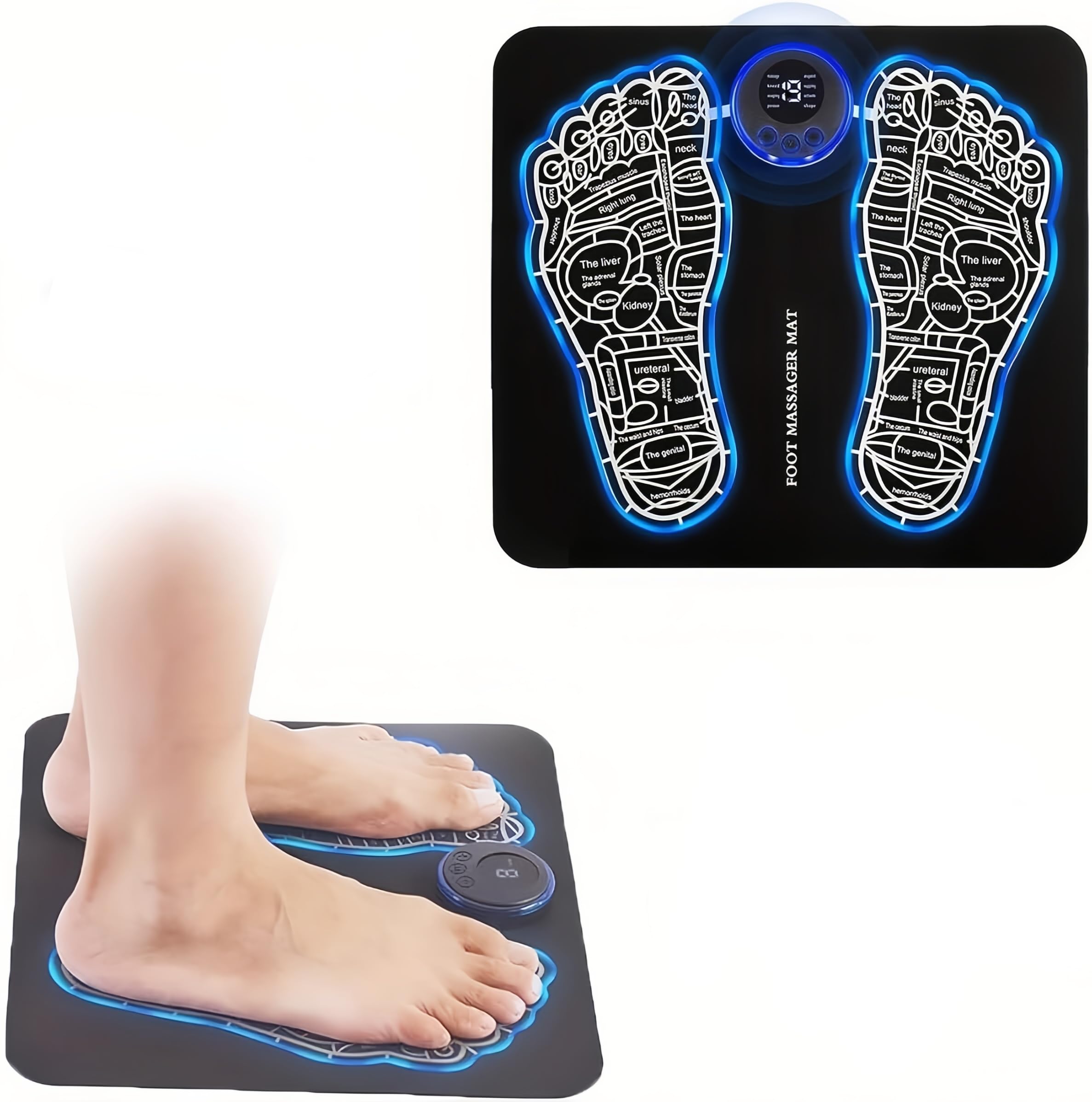 Massaggiatore per piedi, Tappetino per Massaggiatore Elettrico per Piedi, Tappetino per stimolatore Muscolare, Massaggiatore Portatile, Elettrico Massaggiatore Plantare, USB EMS Pad Design Portatile
