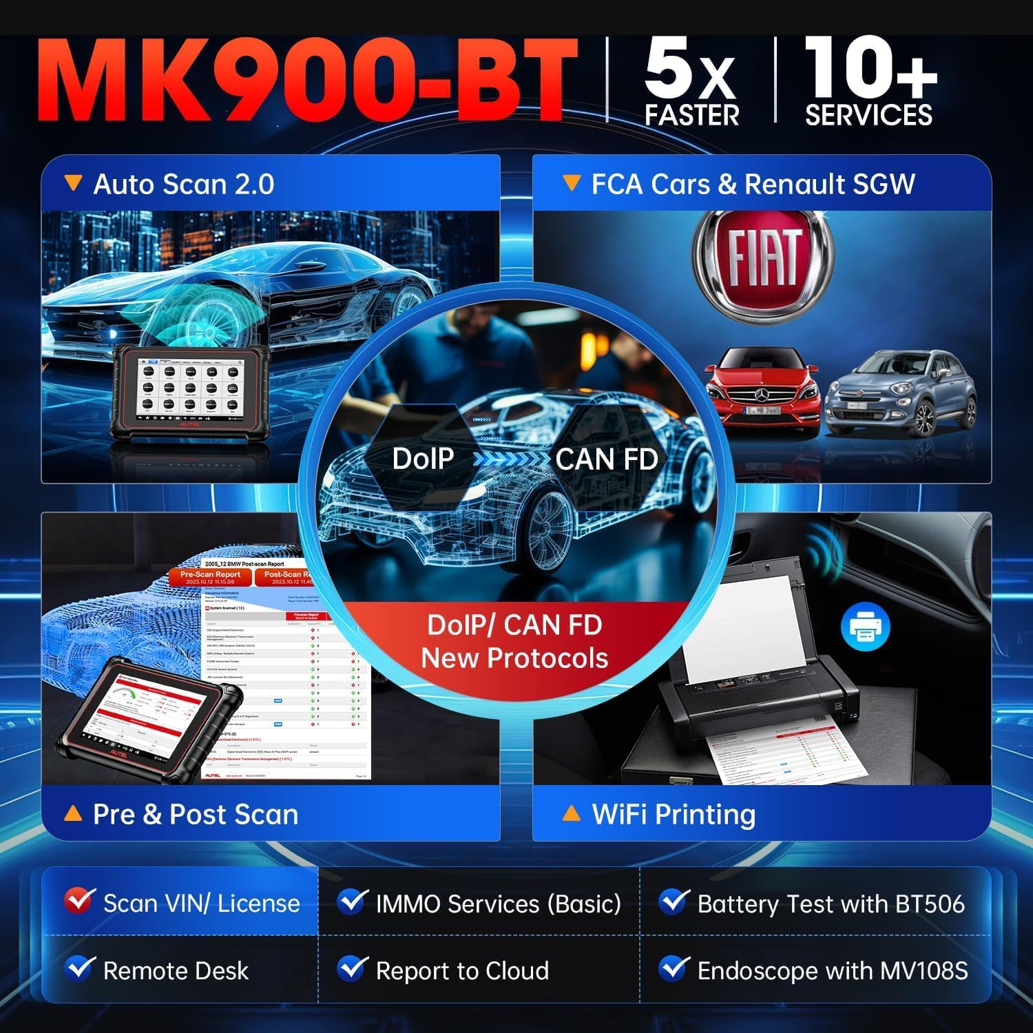 Autel MaxiCOM MK900BT Diagnosis Coche Multimarca, 2026 MK900 BT Igual Que MK900 MK808S MK808BT Pro, Maquina Diagnosis Coche como MP900BT MX900, 3K+ Prueba Activa, 40+ Servicio, Can FD DOIP, Todo SIS