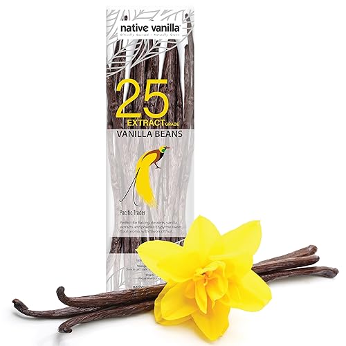 Native Vanilla Granos de vainilla de Tahití de grado B 25 cápsulas enteras de extracto premium para chefs y hornear cocinar y hacer extractos en