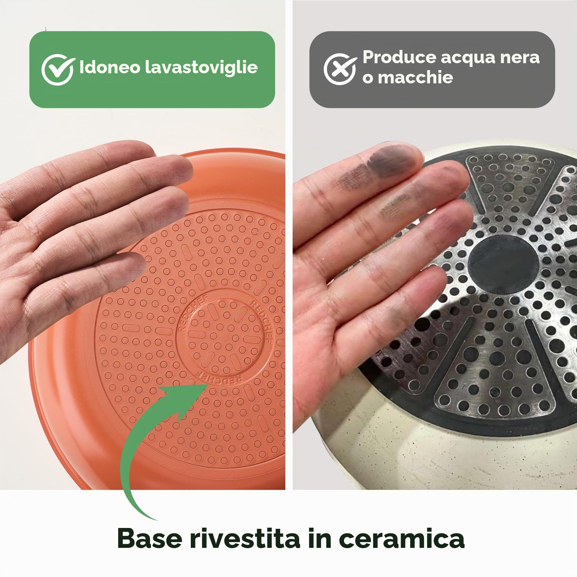 Redchef Set di 6 padelle in ceramica per induzione, antiaderenti, 20/24/28 cm, per tutti i tipi di cucina, senza PTFE, senza PFAS, senza PFOA, adatte per induzione, forno, lavastoviglie (multicolor)