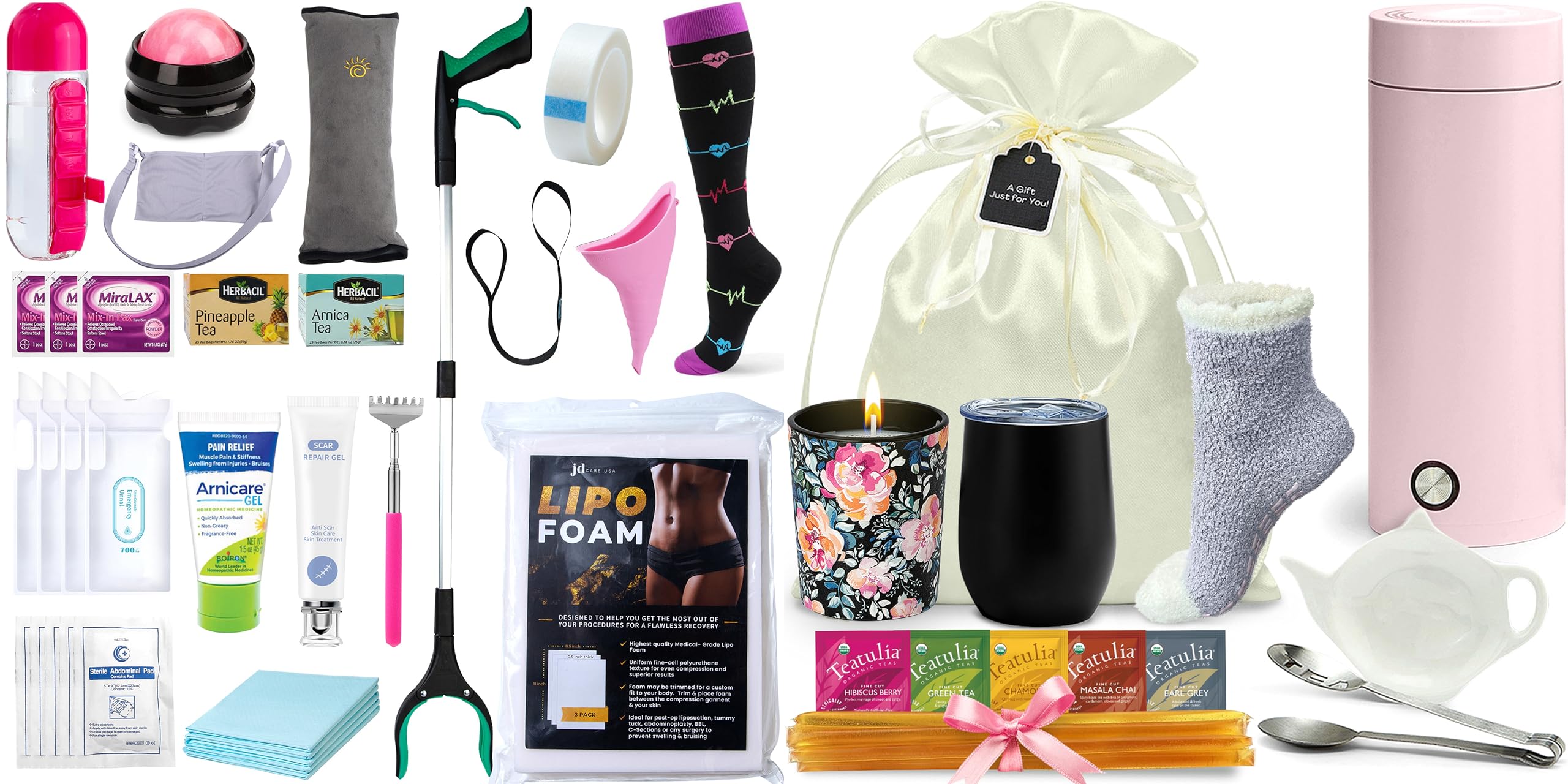 JDCare USATummy Tuck Kit and Pink Kettle Tea Gift Set - Bundle and Save