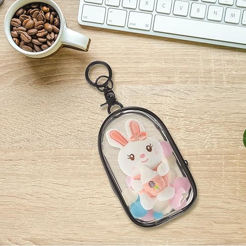 Miniatura 9 de Alasum 1 juego de bolsa de exhibición transparente con llavero portátil pequeña bolsa de almacenamiento de muñecas vitrinas con cierre de cremallera