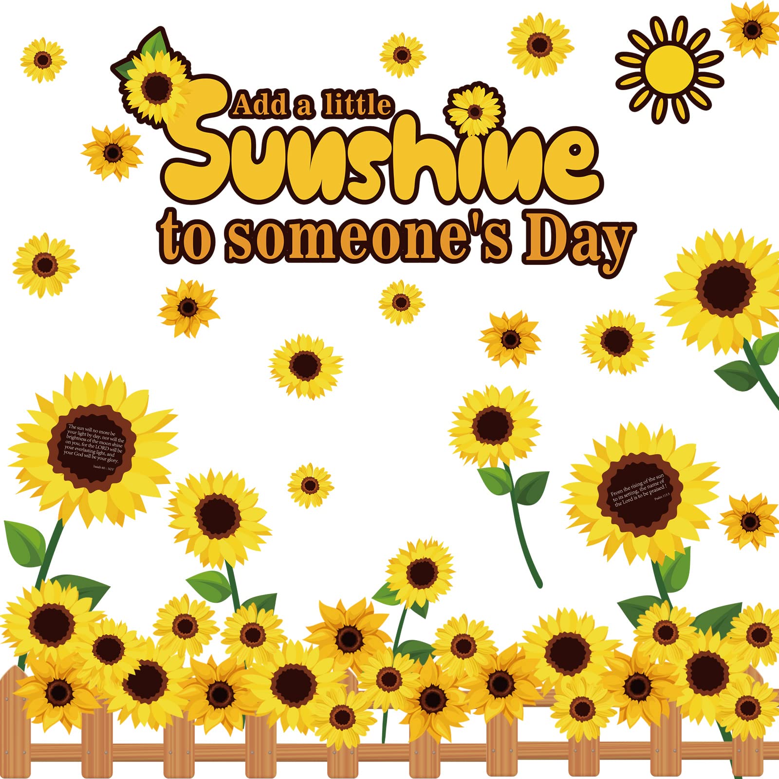Colarr 92 Pcs Summer Sunflower Bulletin Board Decorations Sun Flower Cutouts with Growth Spring Yellow Flower Bulletin Board Set for Classroom Window Wall Door Home Office School Decor
