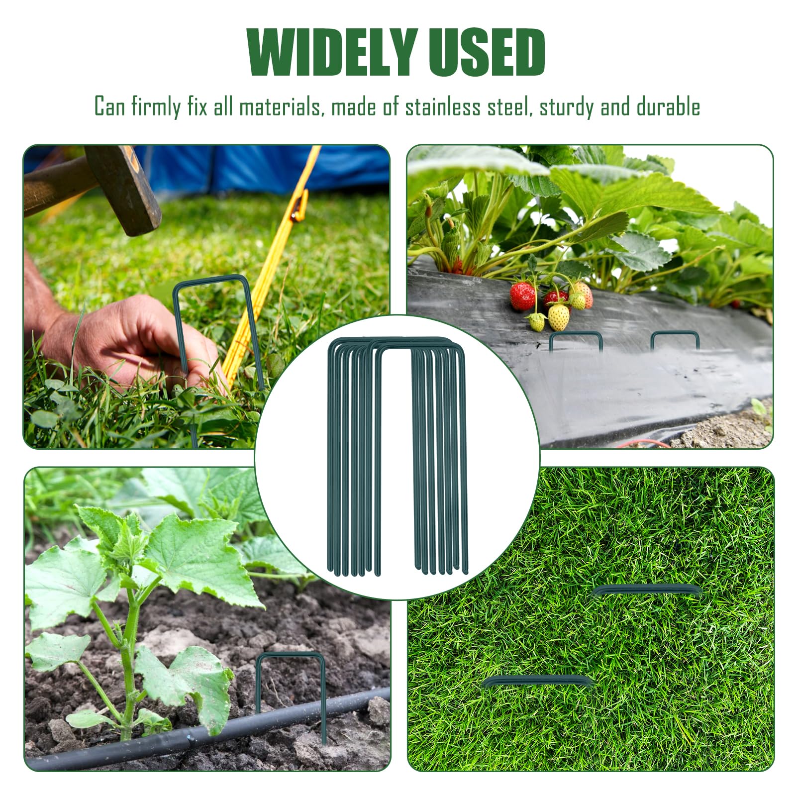 50 sztuk kotw gruntowych, 150 x 30 x 3 mm, stabilne śledzie ogrodowe w kształcie litery U, kotwy mocujące, haki do podłoża, śledzie ogrodowe, śledzie, śledzie ziemne, stabilne do sztucznej trawy