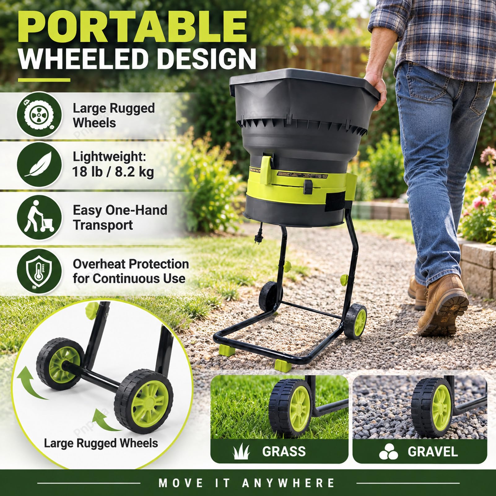 Broyeur De Jardin éLectrique 2 500 W, Vitesse De Rotation De 8 000 Tr/Min,