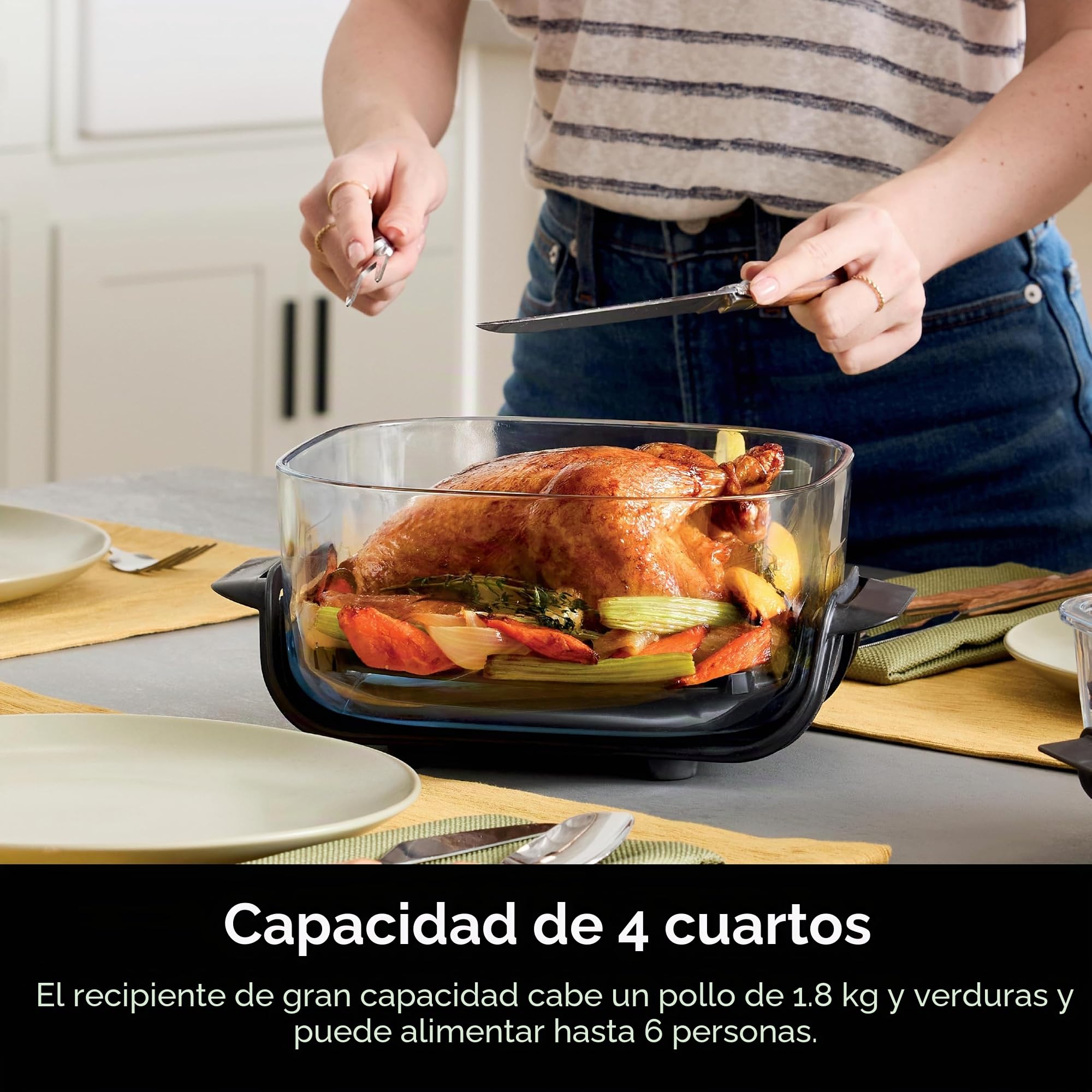 Ninja Contenedor de cristalería TempWare de 4 cuartos con tapa de almacenamiento, sistema de cocción portátil Crispi compatible, apto para microondas, congelador y lavavajillas, superficie de cocción