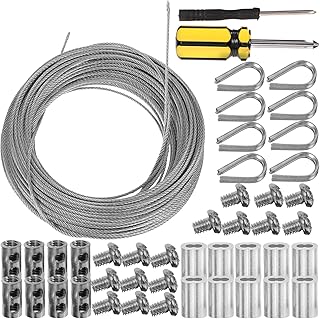 OSALADI 1 Set Stainless Steel Wire Rope Stainless Steel Turnbuckle Stainless Turnbuckle Outdoor Fencing Wire Kit Wire Railing Rope Crimp 304 Stainless Steel Electric Wire Cable