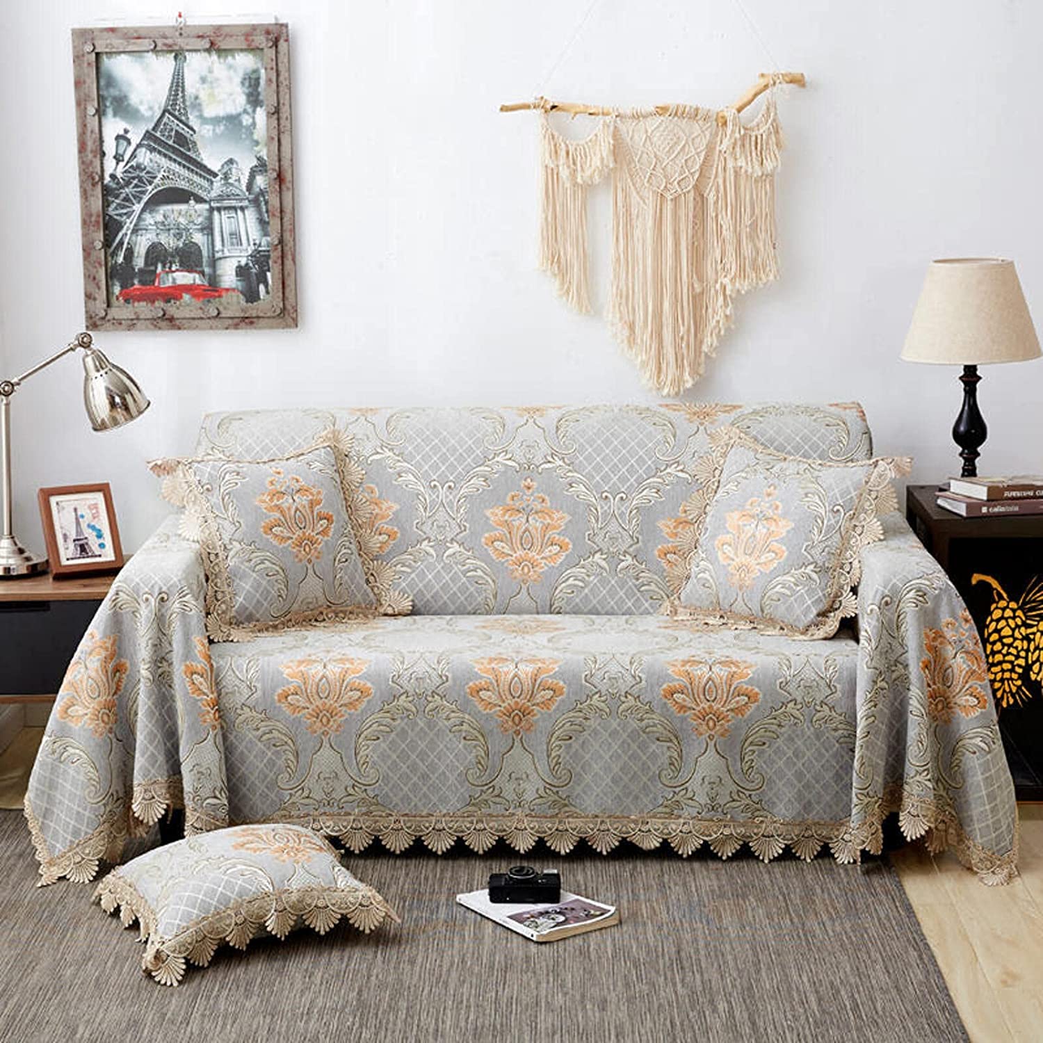 MGEMJMJ Sofa Throw Cover Jacquard Couch Throw Cover Throw Blanket Decorative Couch Furniture Pet Protector Throws Multi-size(Size:90x240cm(35x94inch),Color:B)