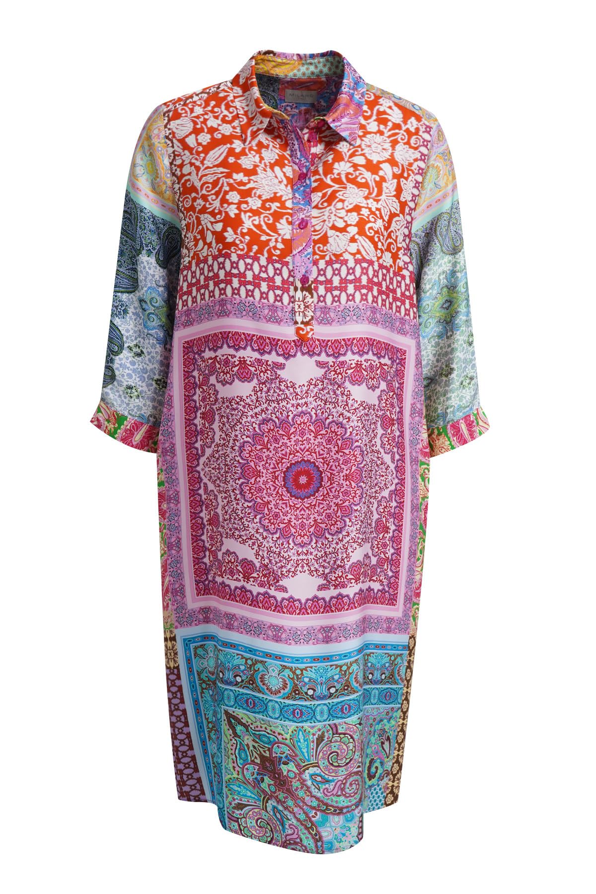 Milano Italy Erwachsene Bunt gemustertes Sommerkleid aus Viskose