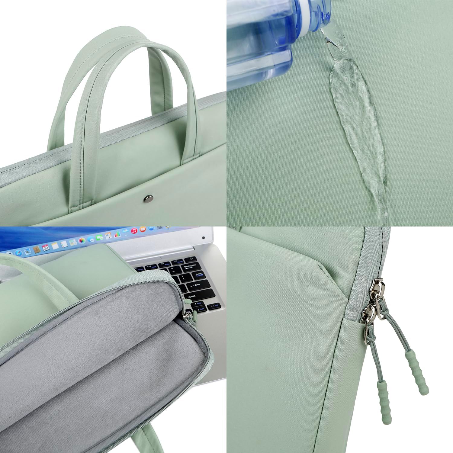 Waterproof Dual Compartment Green Laptop Bag for 15-16" Laptops image 5