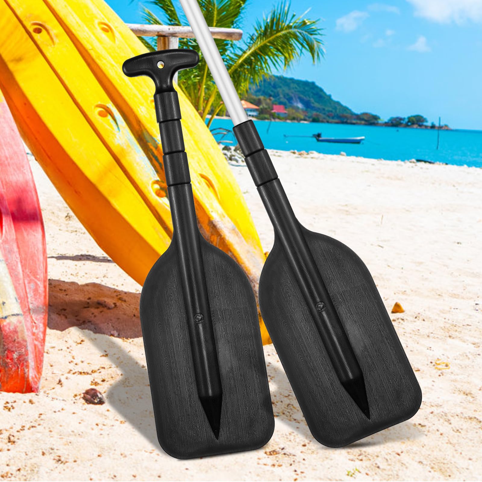 BESPORTBLE Canoe Paddles Kayak Paddles- Extendable Paddles Boat Oars for Surfboard Inflatable Boats Rowing Boats for Adults Kids (Black) 1 Pair