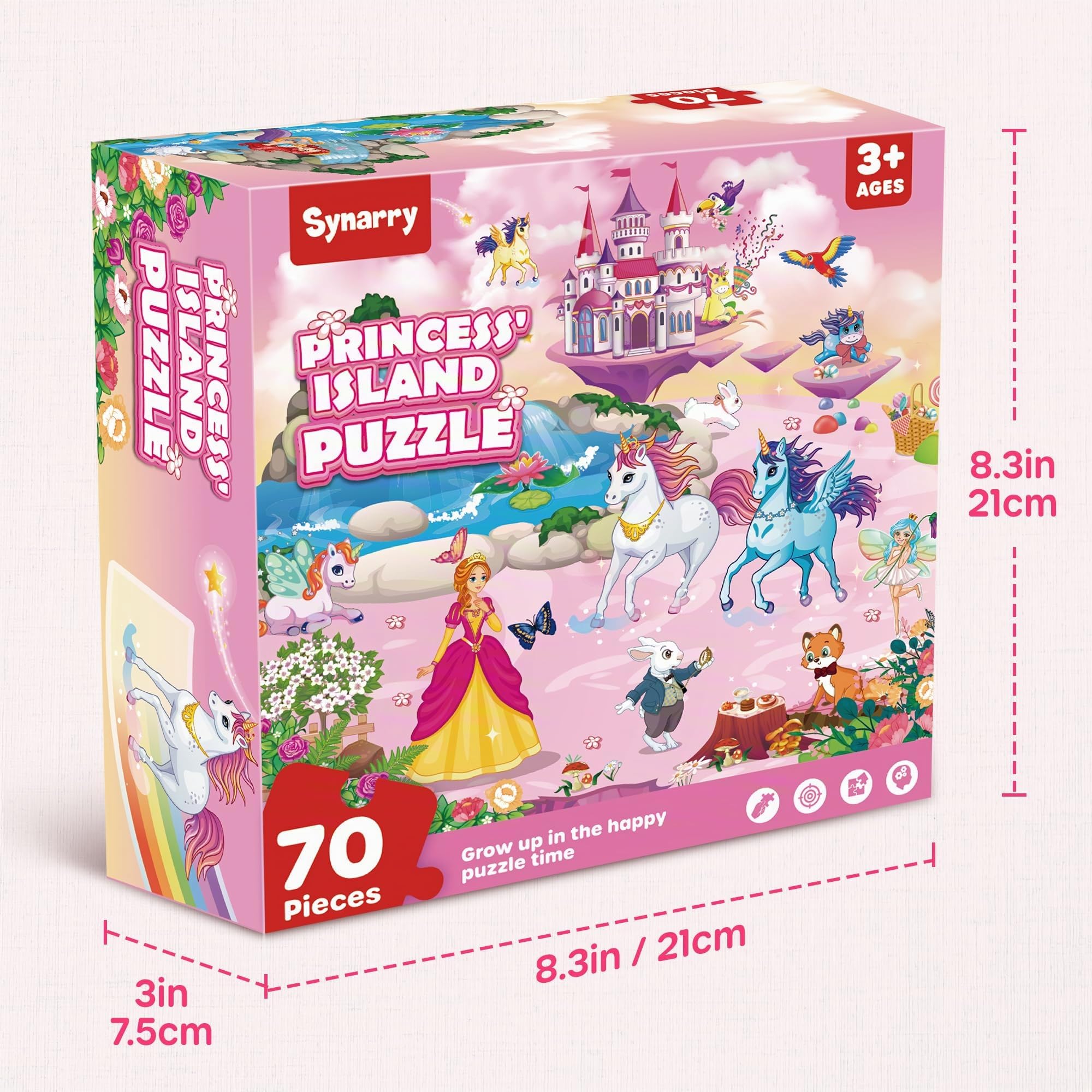 SYNARRY Puzzles de Sol Licorne Sirène Princesse Enfant pour 3 4 5 6 7 8 Ans, Grand Puzzle Filles 70 Pièces Puzzles, Jouet Educatif Préscolaire, Jouets Cadeaux pour Enfants de 3 à 8 Ans Filles Garçons