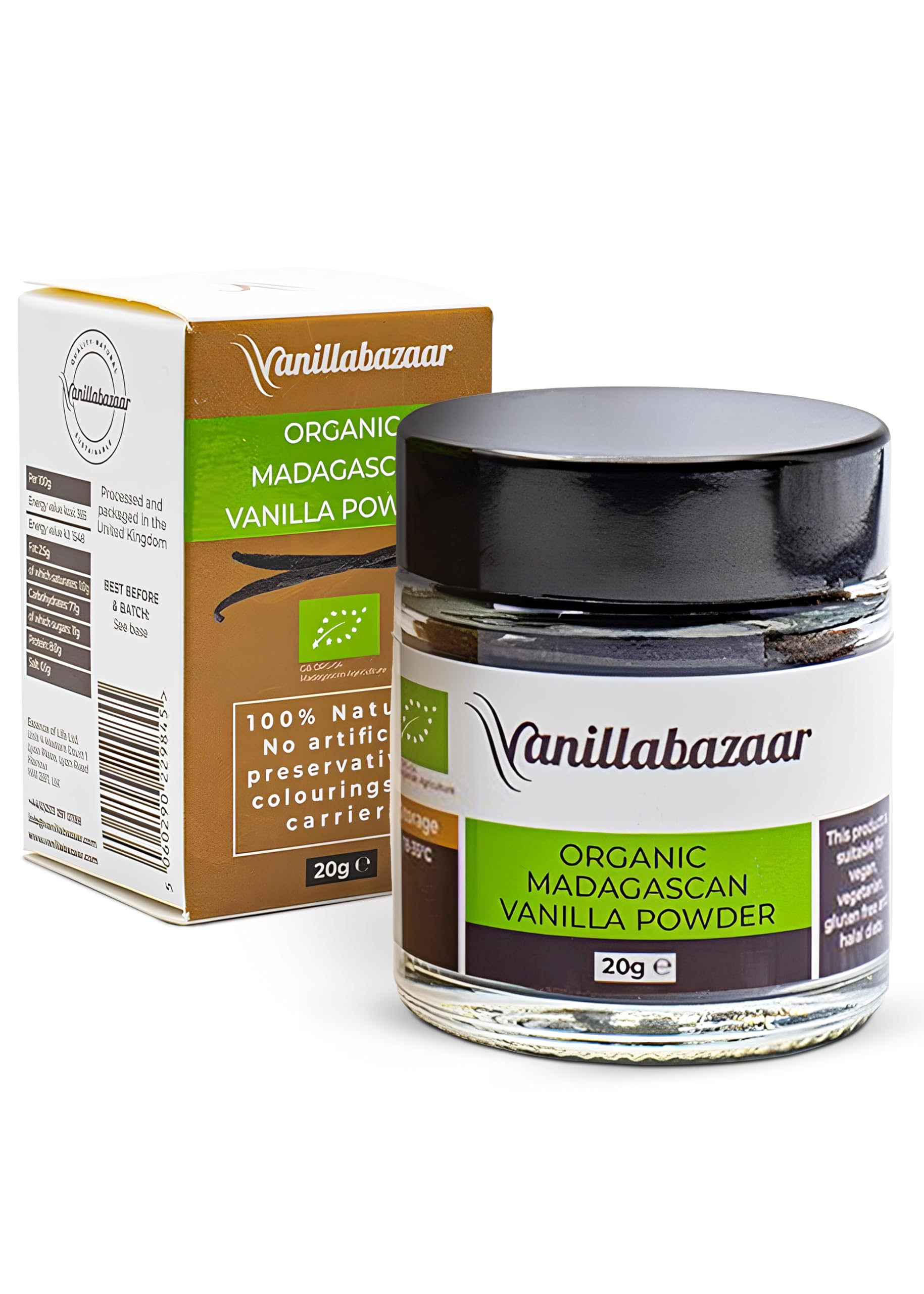 Pure Premium Organic Madagascan Vanilla Bean Powder (20g) | Premium Powder for Baking & Puddings | Natural Ground Vanilla Beans | Vanillabazaar