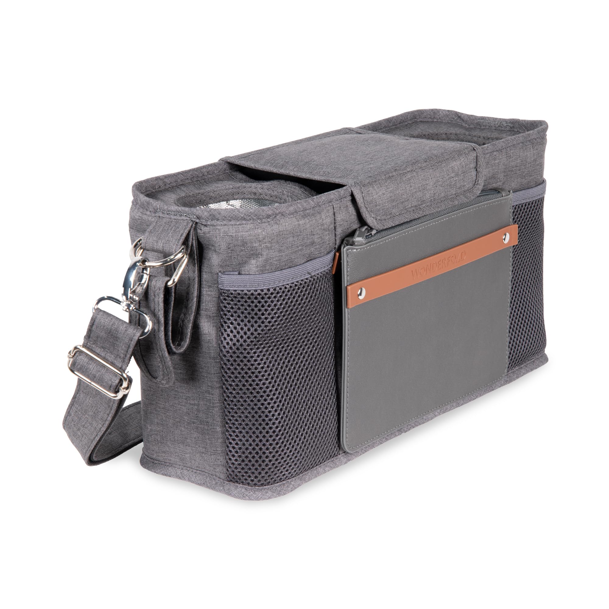 WONDERFOLD W2 Elternkonsole Kinderwagen Organizer mit Getränkehalter, Wickeltasche Buggy - Große Aufbewahrung, Abnehmbarer Schulterriemen - Ideal für Baby Zubehör