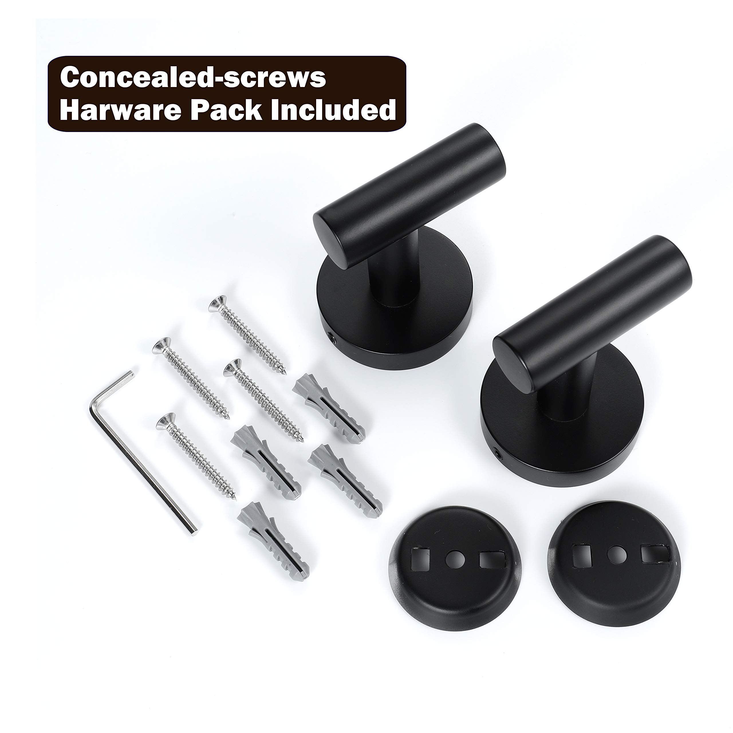 Ganchos para toallas de baño, color negro mate, de acero inoxidable, para colgar en la pared, 2 unidades