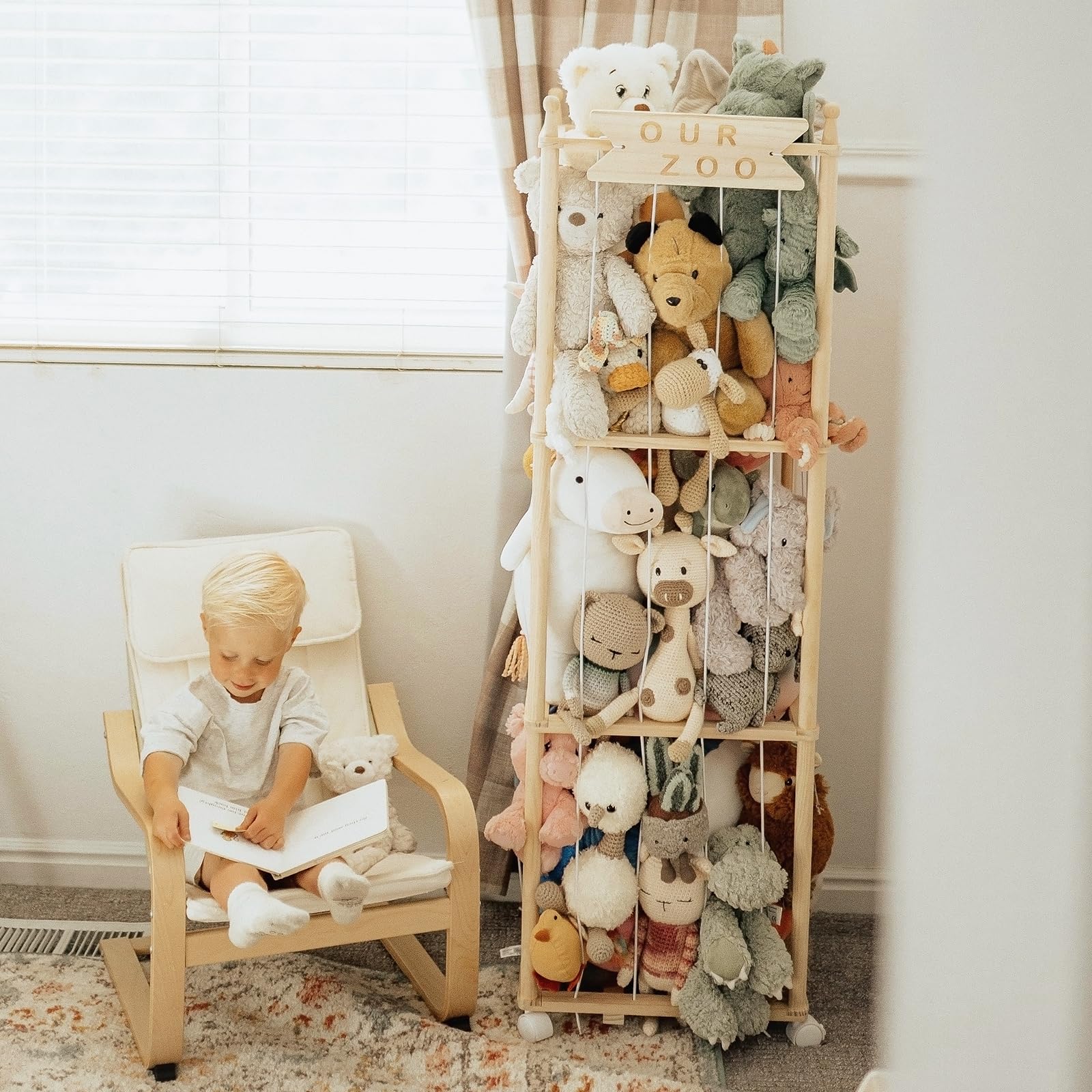 Porta giochi bambini, organizer giochi bambini, Wood porta peluche, 137cm