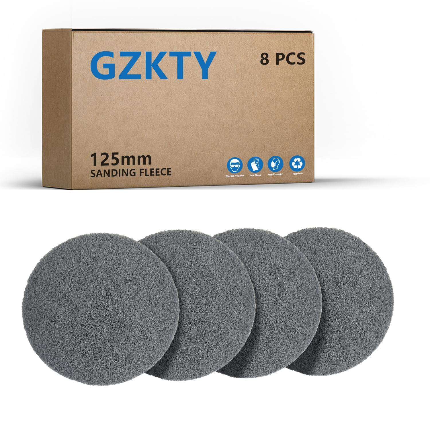 125mm Hook and Loop Sanding Discs, 8-Pack, P250-300 Grit, Polishing Pads, Compatible with 125mm Random Orbital Sander and Orbital Sander