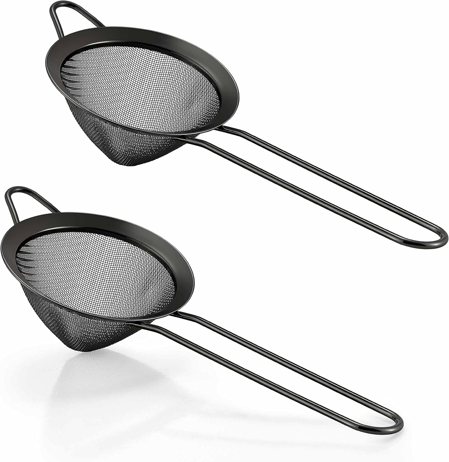 2 Pieces Black Fine Mesh Strainer Set, HaWare Stainless Steel Tea