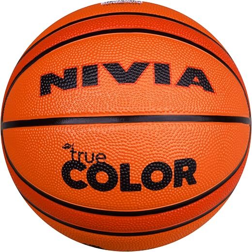 Nivia True Color Basketball, As per BFI Standard, 14 Panels, Moulded Soft Rubber Cover with Pebbled Texture, Butyl Threadw...