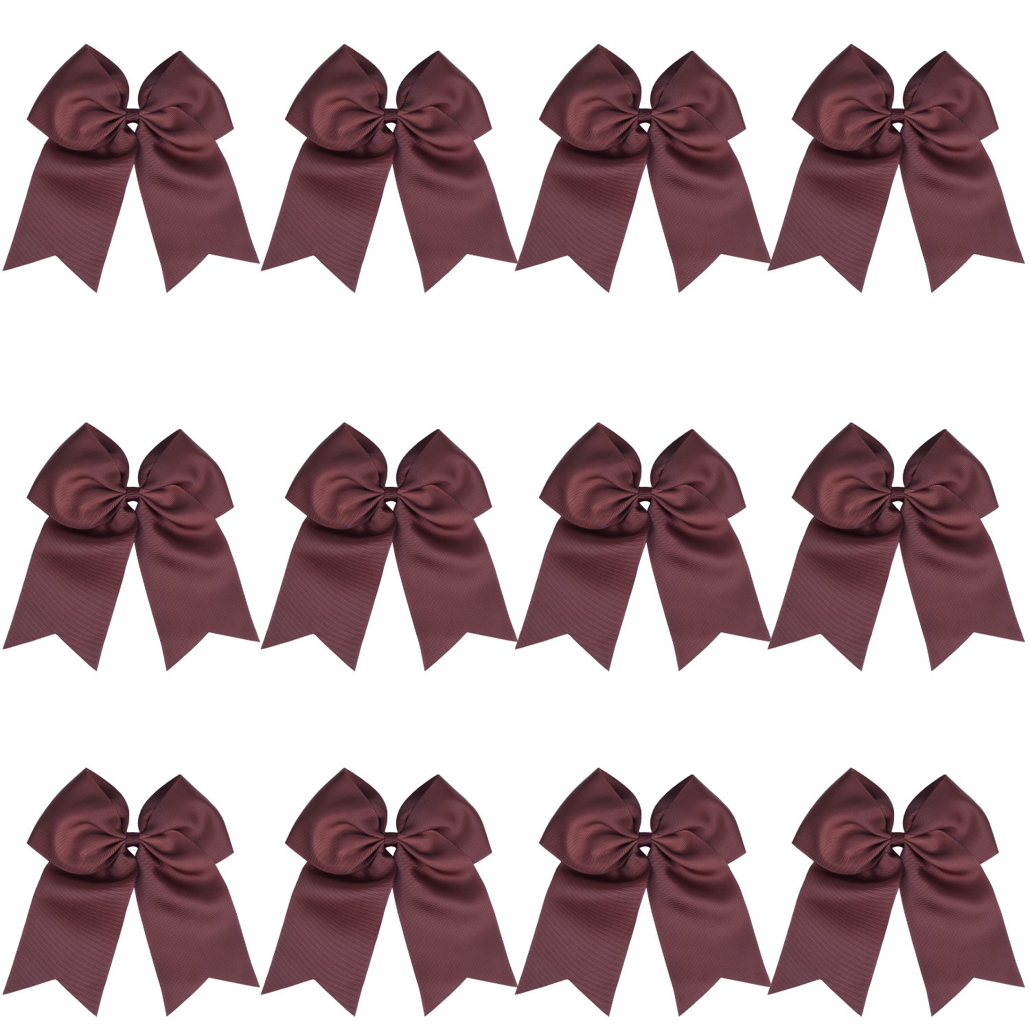 8 Inch Cheerleader Bows Ponytail Holder Solid Color Cheerleading Bows Hair Tie (Brown)