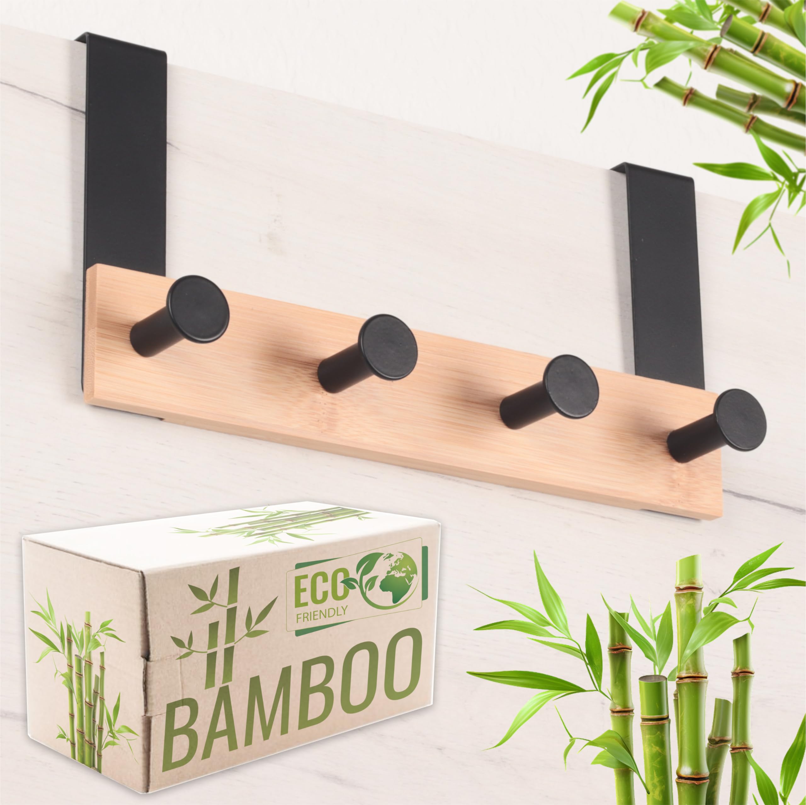RICOO Door Hooks Hanger, Modern Over Door Hanger with 4 Hooks