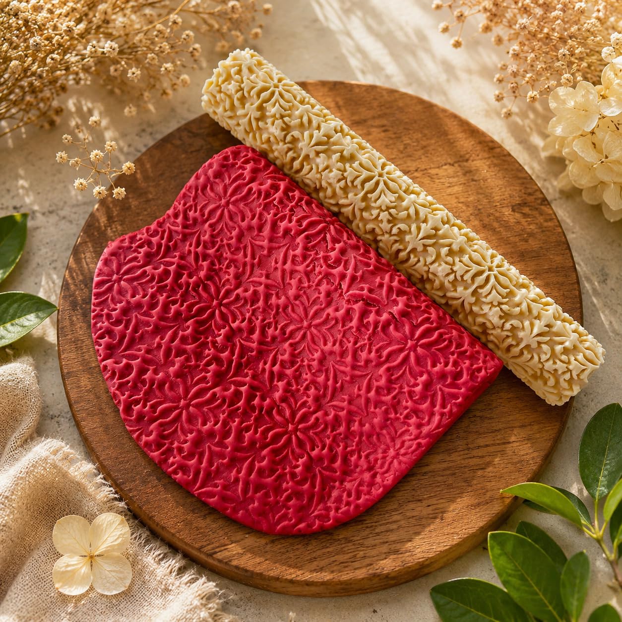Vintage Tapete Damask Texture Roller 6in. Approx for Clay Jewelry Making by Get Inspired-image-2