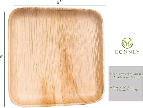 Miniatura 4 de Platos de hoja de palma cuadrados de 10 pulgadas 50 platos de bambú desechables para fiestas, compostables y biodegradables, platos rústicos