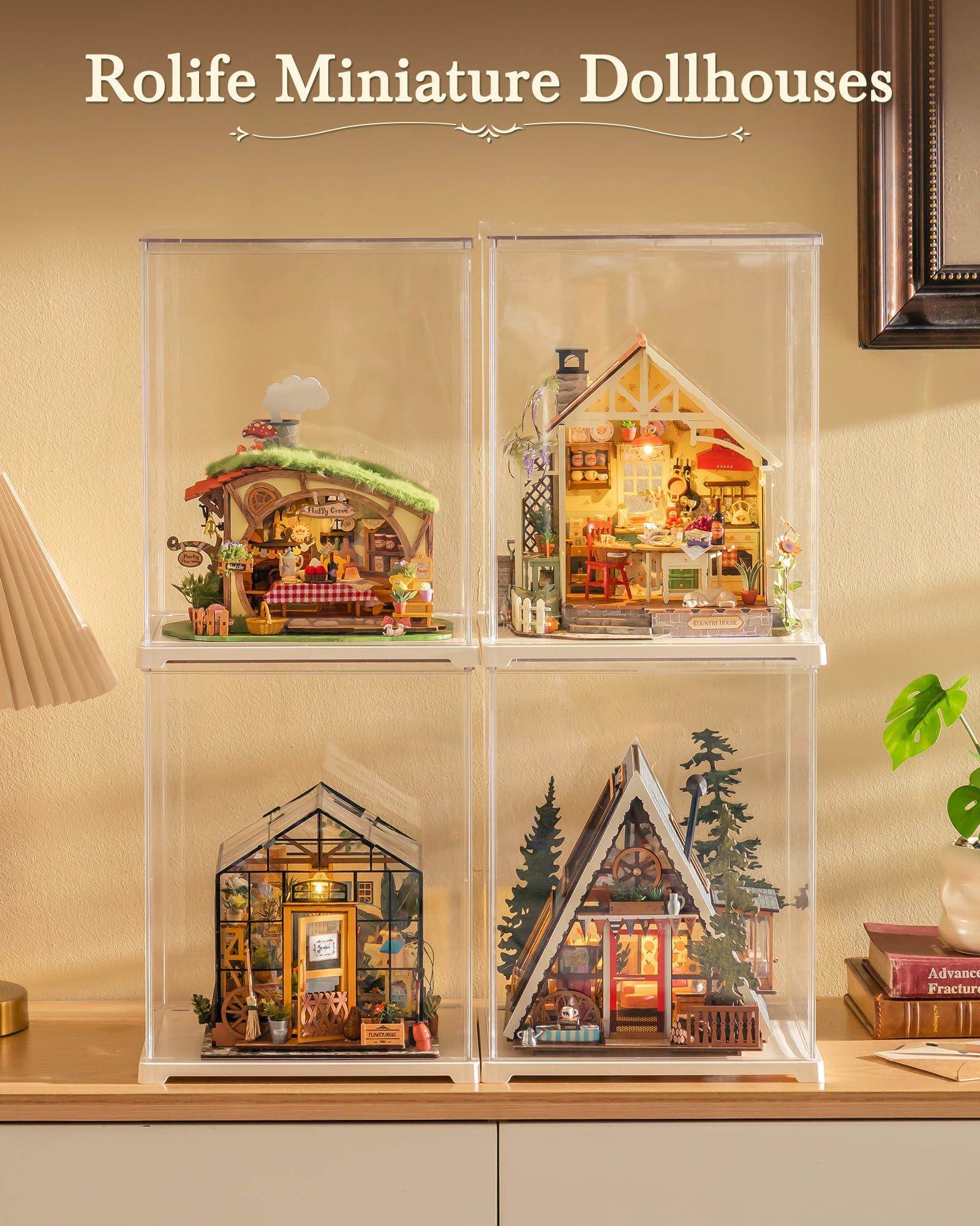 Rolife Miniature Maison de Poupée pour Adultes, Cuisine de Ferme Ensoleillée, Maison Miniature en Bois Style Cottage, Maquette avec Lumières LED, Loisir Créatif Relaxant, Cadeau Noël Femme