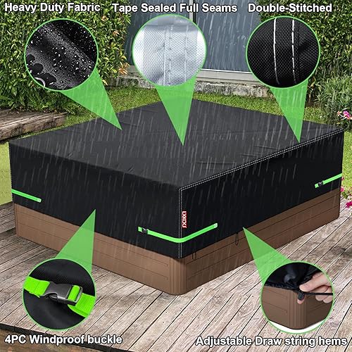 Miniatura 6 de LXKCKJ Protector cuadrado para bañera de hidromasaje, cubiertas de spa al aire libre para bañera de hidromasaje, cubierta de piscina de invierno