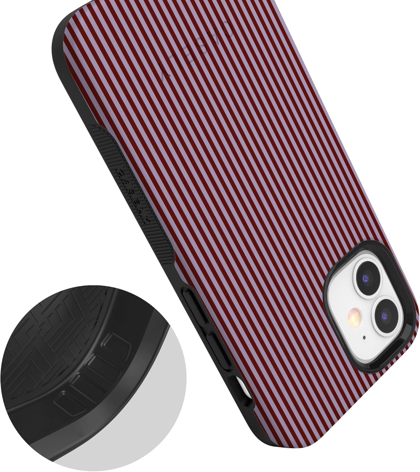 Casely iPhone 12/12 Pro Case | Stripes and the City | Tiny Pinstripe | Bold Protective Design | Compatible with MagSafe