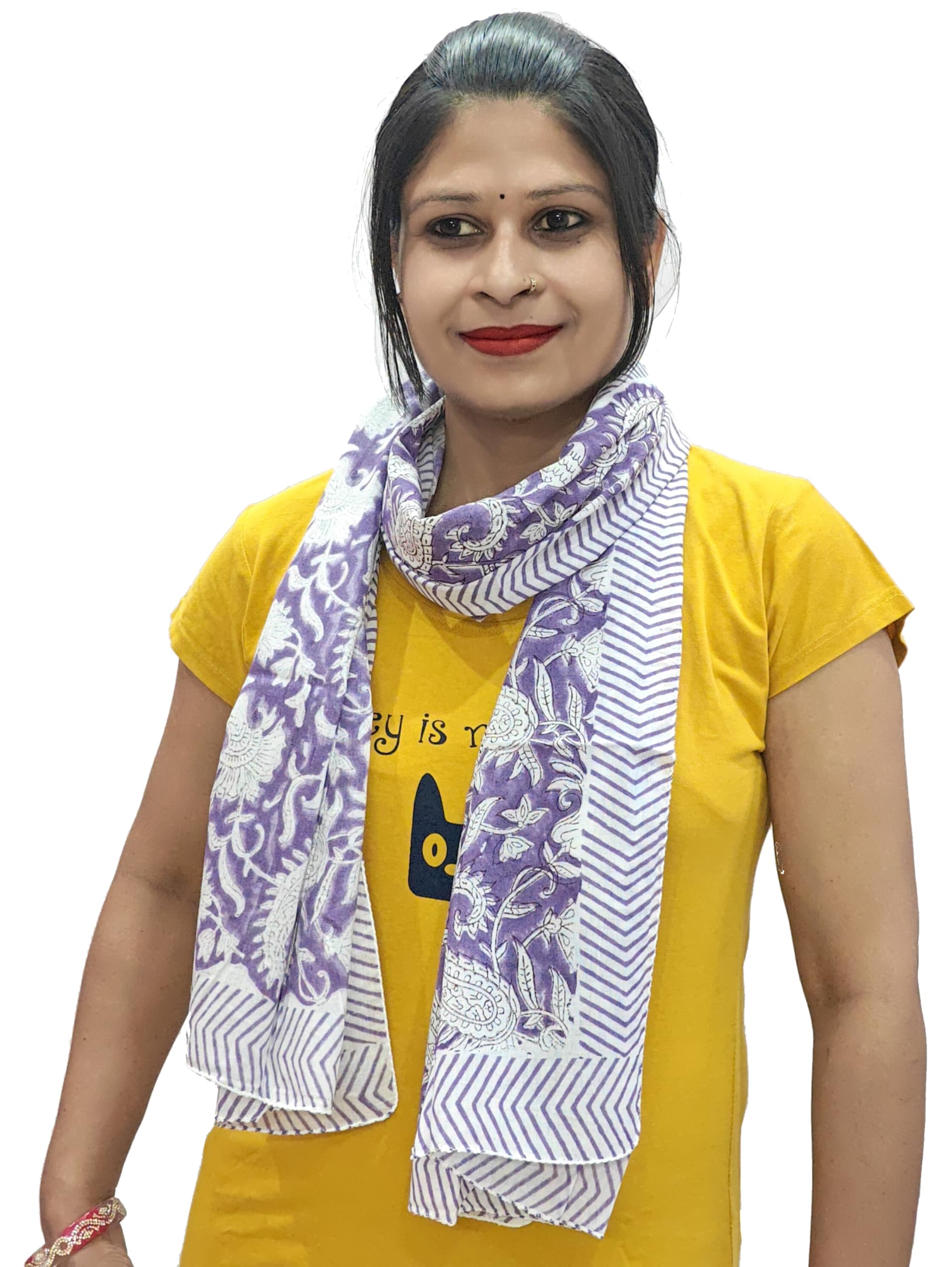 Rastogi Handicrafts Cotton Scarfs For Women’s Apparel Fabric Hand Block Printed Indian Traditional Design 70 x 20 Inch Mini Stoll For Girls (Scarfs-3)