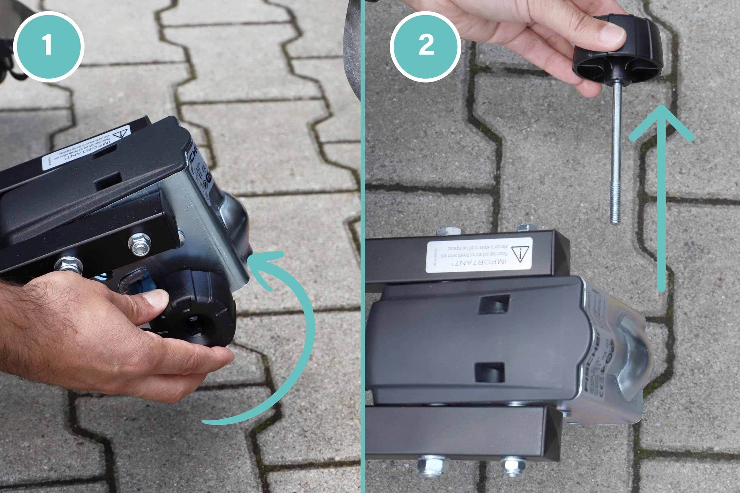 FISCHER Kupplungs-Fahrradträger SmartLine Black, für 2 Fahrräder bis 50 kg Nutzlast, für Anhängerkupplung, abklappbar, teilmontiert, mit integriertem Rahmenschutz
