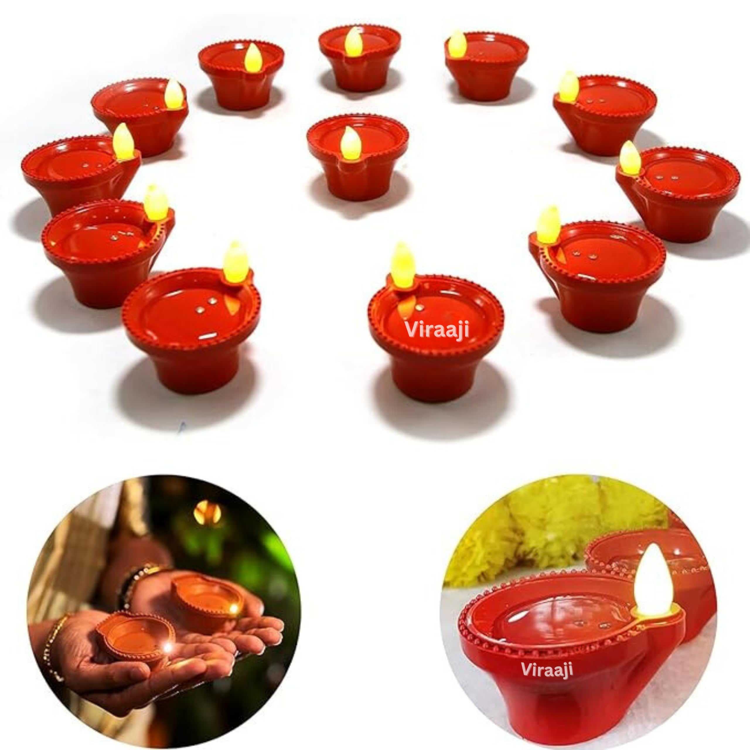Viraaji Water Sensor Electric LED Light Diyas | Flameless & Smokeless Decorative Diya Set for Home Decoration, Festivals, Diwali, Navratri | Tea Ligth Candles for New Year Lighting (Pack of 18) (B0CKWDF4RB) Amazon Price History, Amazon Price Tracker