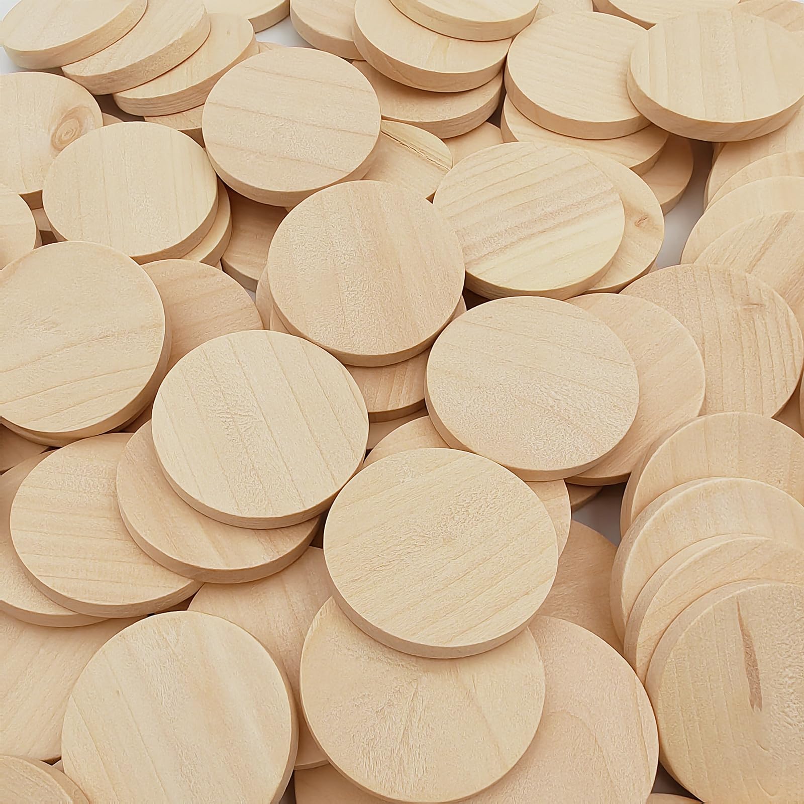 100PCS Natural Wood Slices Blank Round Wooden Discs Unfinished Wood Circles Blank Wooden Ornaments for DIY Crafts (3.8cm) - Image 2
